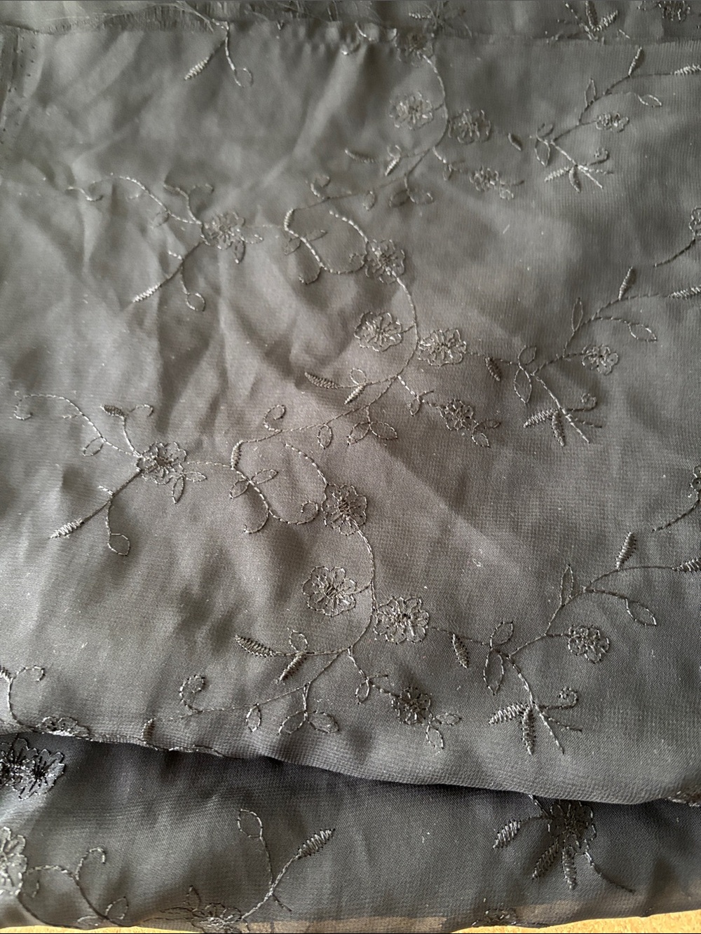Embroidered Sheer Black Fabric